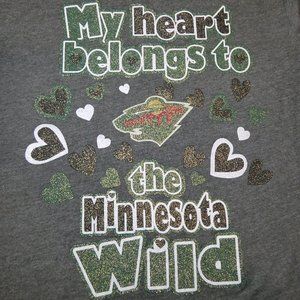 Youth Girls Minnesota Wild T-Shirt 10/12 My Heart Belongs to the Minnesota Wild